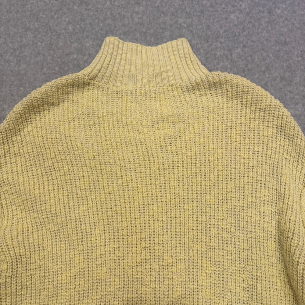 Aerie Women Yellow Cotton Chunky Popcorn Knit Mock Neck Sweater Size Medium - Picture 8 of 8